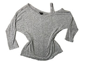 Womens BYDesign Size Large Grey Off Shoulder Glittered Cold Shoulder Long Sleeve